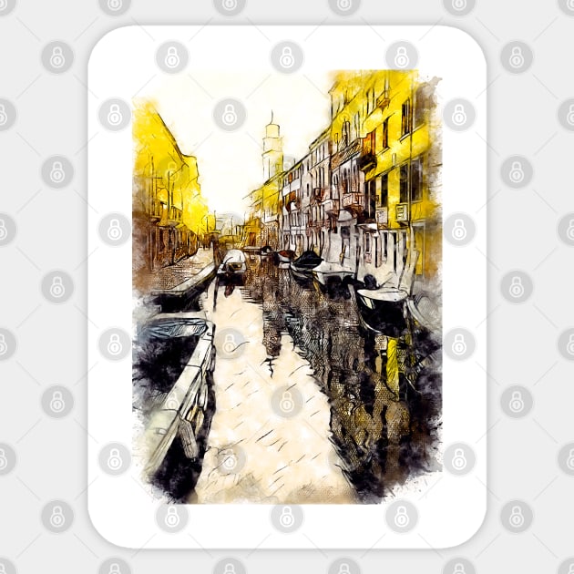 Venice City Streets Travel Poster Series watercolor ink edition 03 Sticker by Naumovski